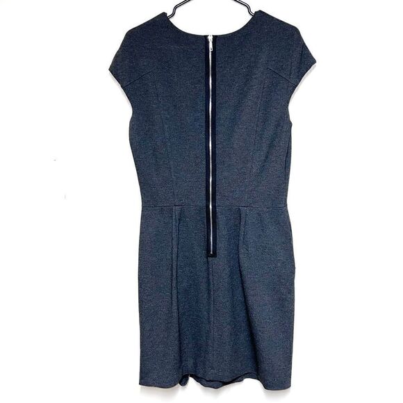 Lafayette 148 Sheath Knit Dress Charcoal Pockets Cap Sleeves Stretch Womens 10 - Picture 2 of 7